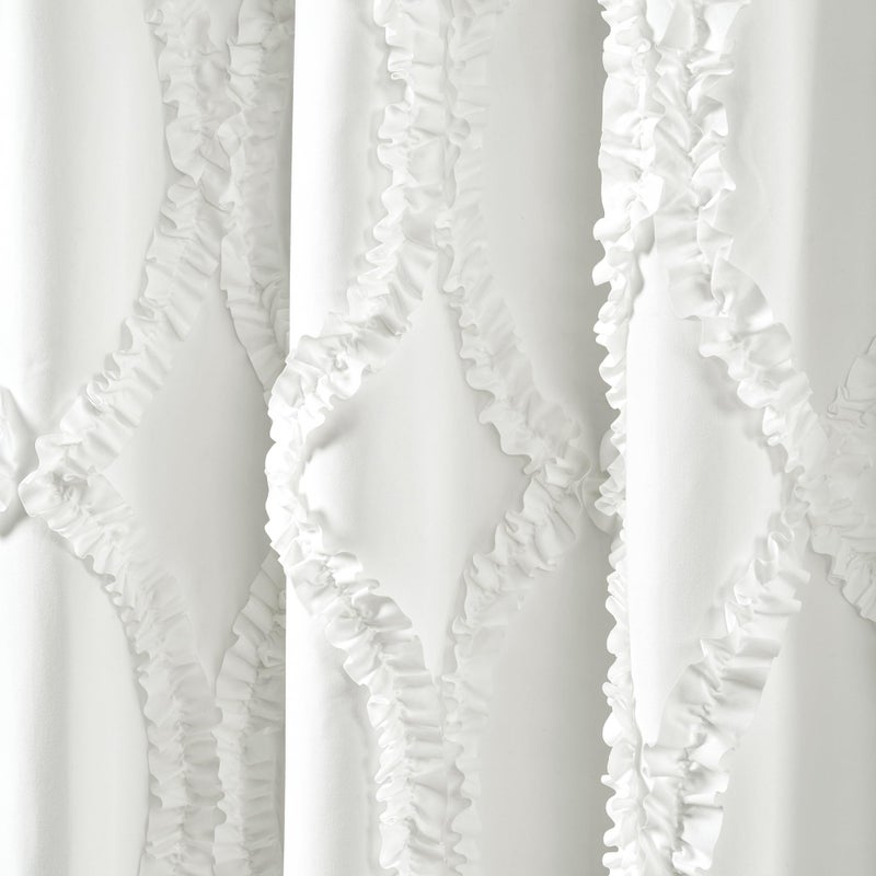 Lush Decor Avon Light Filtering Window Curtain Panel, Single, 54" W x 63" L, White - Ruffle Curtains for Living Room - Drapes - Vintage Coquette Décor - Image 3